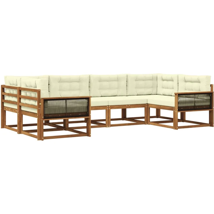 vidaXL Outdoor-Sofagarnitur 6 stk. 6-Sitzer Natur und Creme 3382843 – Bild 2