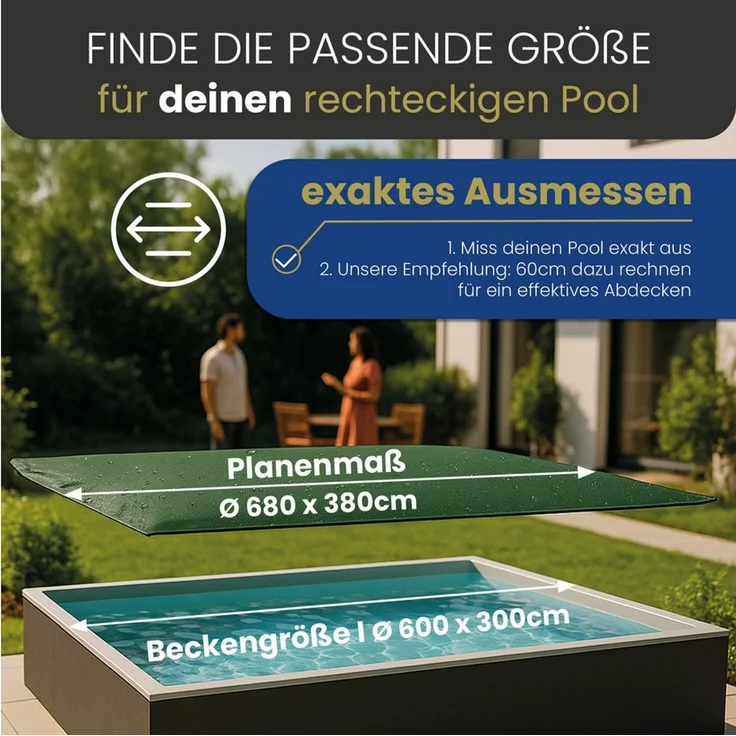 HAF Pool-Abdeckplane Abdeckplane 180g/m² Rechteck Sommer Winter Pool Plane (Poolabdeckung Rechteck, 1-St, in verschiedenen Größen erhältlich), aus verstärktem 180g/m² PE Material – Bild 3