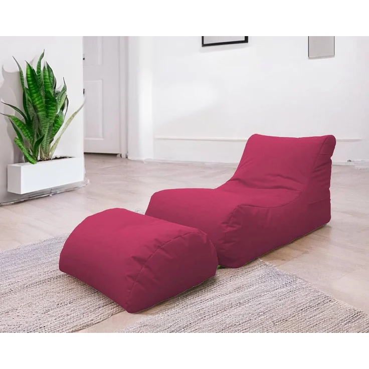 Dmora Moderne Chaiselongue fürs Wohnzimmer, Made in Italy, Sessel mit Fußstütze aus Nylon, Gepolsterter Sitzpuff für Schlafzimmer, 120x80h60 cm, Farbe Fuchsia – Bild 2