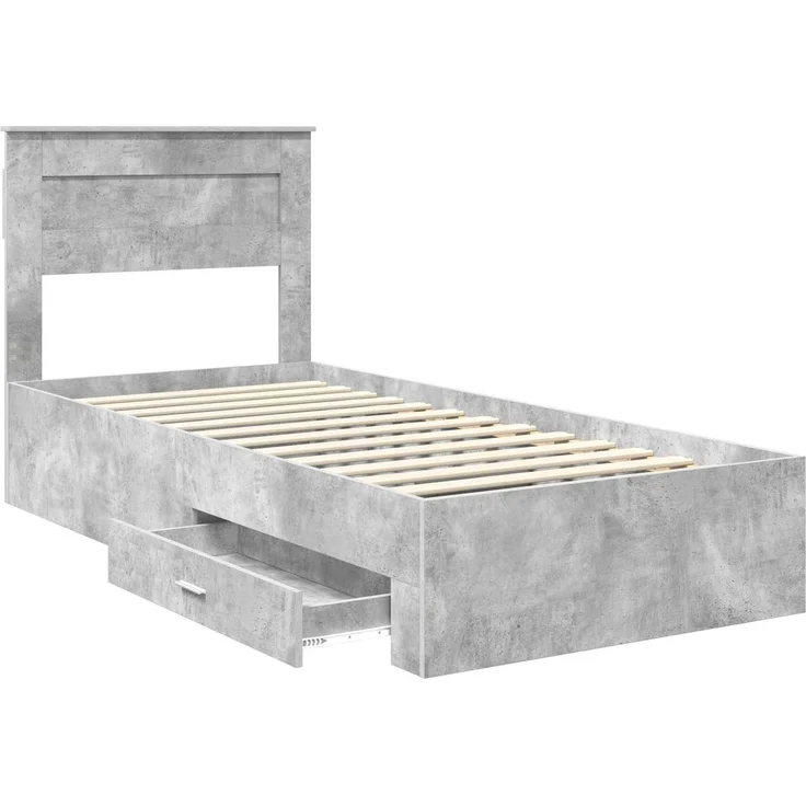vidaXL Bettrahmen mit Kopfteil Beton Grau 90 x 190 cm Holzwerkstoff 3410030 – Bild 4