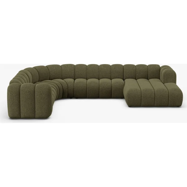 Micadoni Modulares Panorama Ecksofa Lupine 6-Sitzer Chenille Eden Grün Links