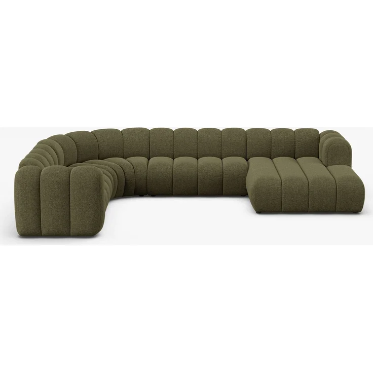 Micadoni Modulares Panorama Ecksofa Lupine 6-Sitzer Chenille Eden Grün Links – Bild 1