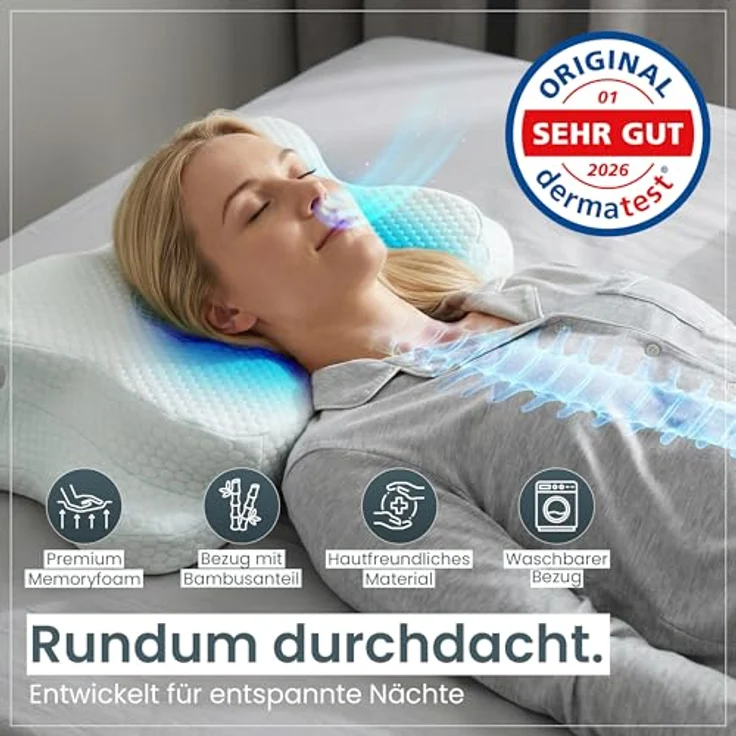 Gentle North Nackenstützkissen Orthopädisches Nackenstützkissen aus hochwertigem Memory Foam – Bild 4