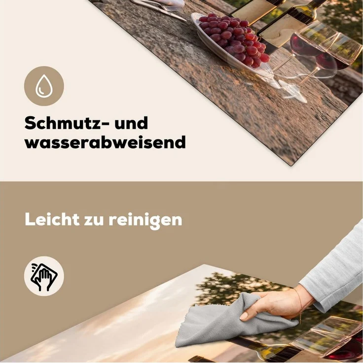 MuchoWow Herd-Abdeckplatte Wein - Gläser - Trauben - Weinberg, Vinyl, (1 tlg), Küche Herdabdeckung Ceranfeld Induktionsfeld Vinyl, 60x60 cm – Bild 4