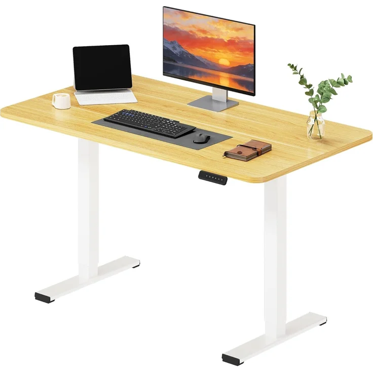 SANODESK Höhenverstellbarer Schreibtisch KOMPLETTE TISCHPLATTE Schreibtisch Höhenverstellbar Elektrisch Ergonomischer Steh-Sitz Tisch Computertisch für Heimbüro Homeoffice 120x60 cm(ahorn) – Bild 1