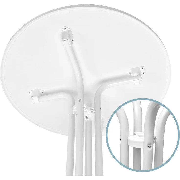 Beautissu Bistrotisch Outdoor Rund Ø 80 cm Wasserfest – Beistelltisch Balkontisch Wetterfest Gartentisch Rund Klappbar 70 cm hoch – Campingtisch Partytisch Esstisch Gastro – Weiß Bistroni – Bild 9