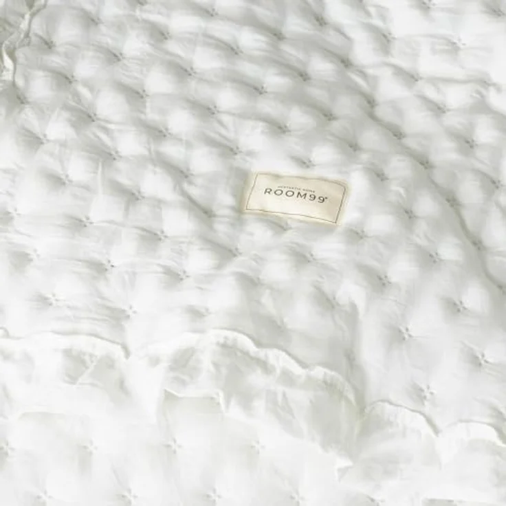 ROOM99 Molly Elegante Tagesdecke in Ecru 240x260 cm Vielseitige Wohndecke als Bettüberwurf oder Sofaüberwurf Überwurfdecke für Bett und Sofa Steppdecke Stil Ideal als Bedspread – Bild 6