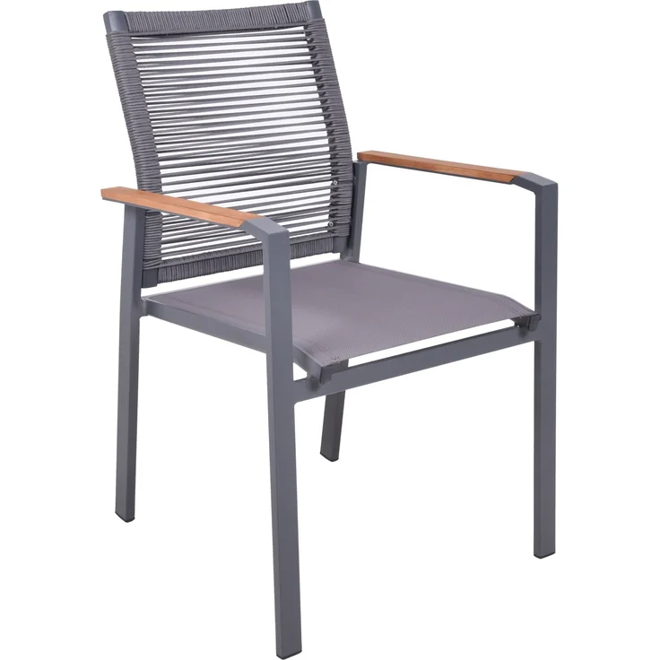Stapelstuhl DAVINA 2er Set: Modern, platzsparend, Teakholzarmlehnen – Bild 5