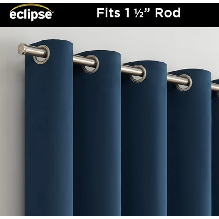 Eclipse Darrell Thermaweave Verdunkelungsvorhang mit Ösen, extra breit, 213,4 x 254 cm, Indigoblau – Bild 3