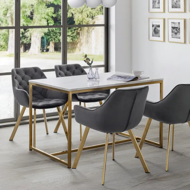 Julian Bowen Esstisch Scala, Gold, Gold & Weiß