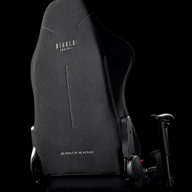 Diablo Gamer Stuhl Stoff | Gaming Stuhl Ergonomisch mit Stoffbezug, Verstellbare Armlehnen, Kippmechanismus | Schreibtischstuhl Gaming, Bürostuhl Gaming bis zu 136 kg | X-Starter | Schwarz – Bild 6