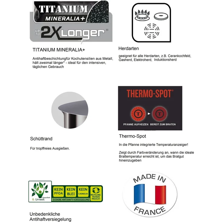 Tefal H80519 Jamie Oliver Wokpfanne 28 cm 3 tlg mit 6-Lagen Antihaftbeschichtung, Thermo-Spot, Edelstahlgriff, Induktionsgeeignet, für alle Herdarten, spülmaschinenfest, hitzebeständig bis 300°C – Bild 3