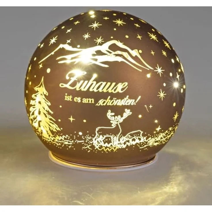 formano Tischleuchte Zuhause, LED, mit Timerfunktion, Braun, Spruch, H: 10.5cm – Bild 5