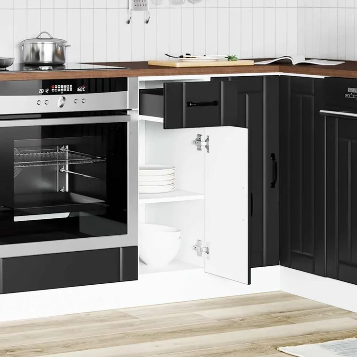 vidaXL Küchen-Unterschrank Lucca Schwarz Holzwerkstoff 853698