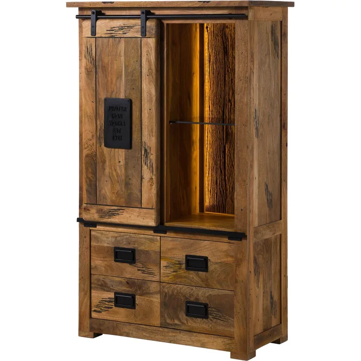 Schrank Mango / Altholz 90x45x150 natur lackiert RAILWAY LUX #115