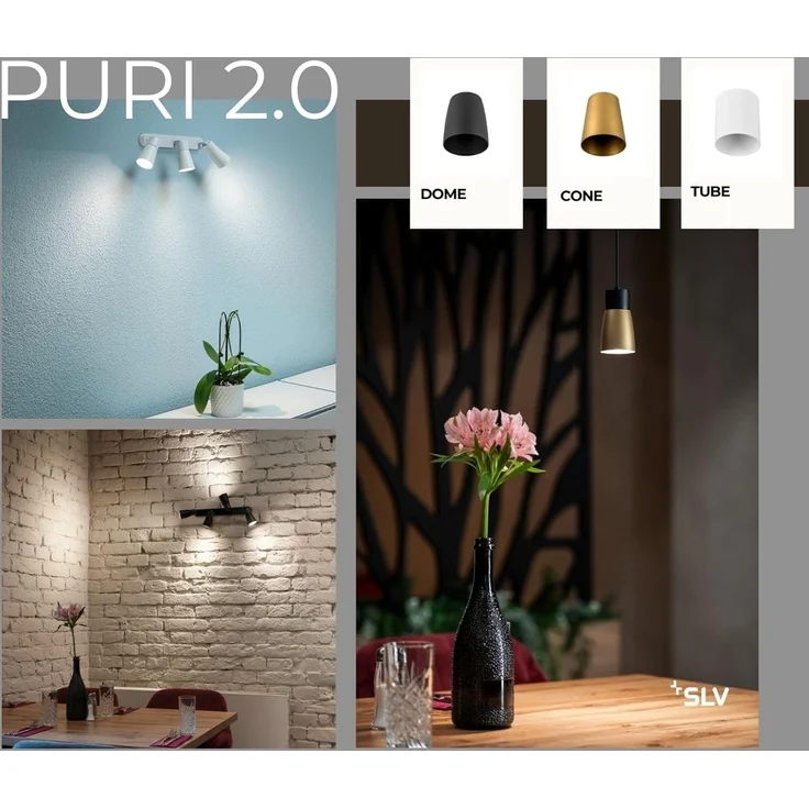 SLV PURI 2.0 Tube, 3~ Pendelleuchte, GU10, Pendellänge 200cm, 1x max. 6W, schwarz - Leuchten mit 3 Phasen Adapter 230V – Bild 6