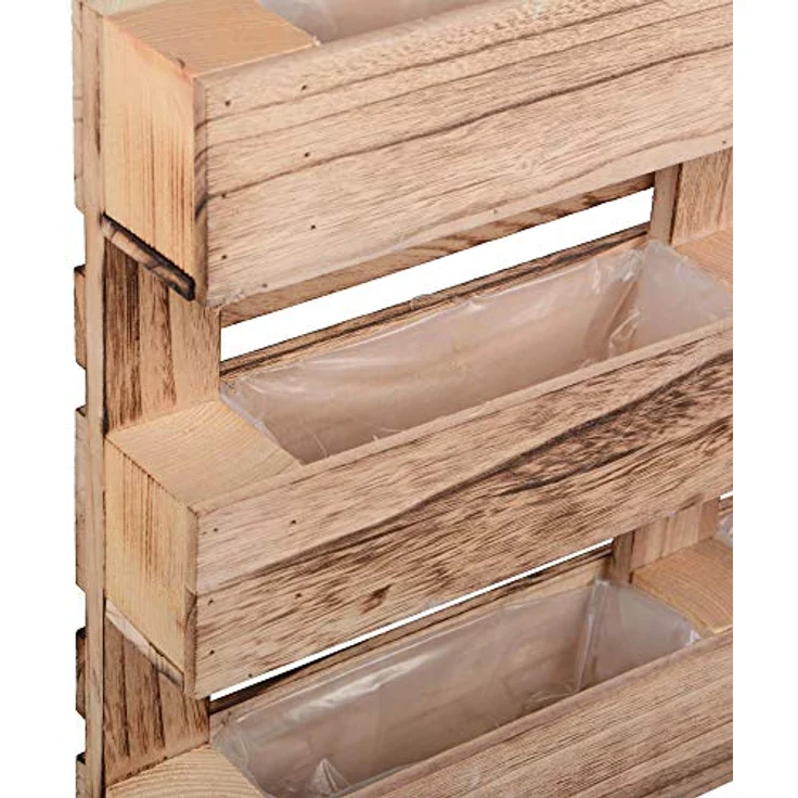 UNUS GARDEN Blumenkasten Paletten Pflanzkasten 3 Reihen (1 St, Abmessung (60 x 41 x 8,5 cm), Pflanzkasten Deko Pflanzgefäß Kräutergarten Wanddekoration aus Holz – Bild 4