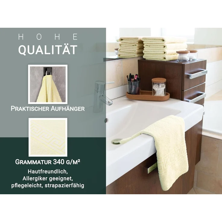 ZOLLNER 10er Set Handtücher, 70% Baumwoll & 30% Polyester, 50x100 cm, gelb – Bild 4
