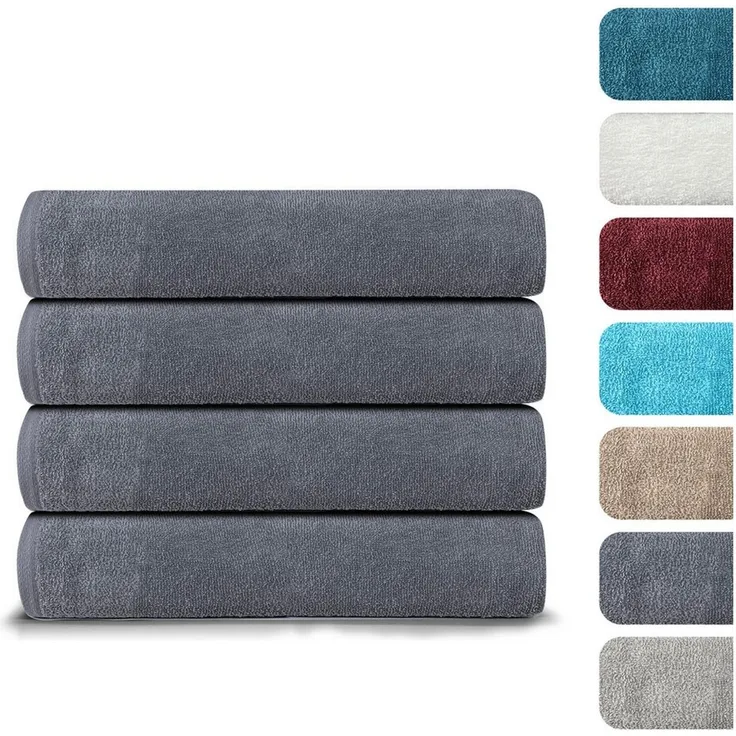 BARBONS Badetücher Duschtücher Set, Handtücher 4-tlg 70x140cm Badetuch, Handtuch, (4-St), Walkfrottee, 100% Baumwolle, saugstark, weich