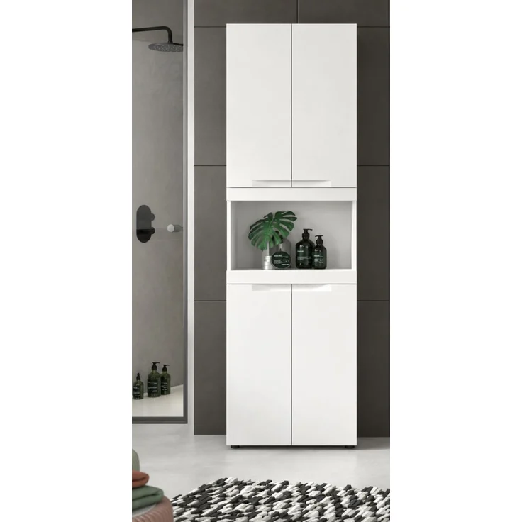 Badezimmer Hochschrank Gusto in weiß matt 60x194 cm – Bild 5