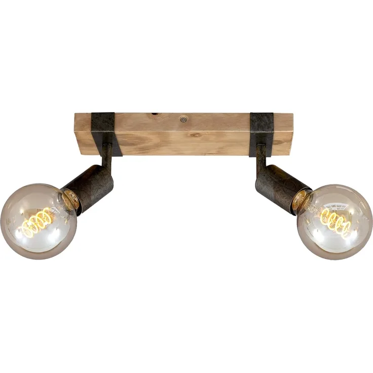 BRILONER - Deckenlampe Vintage schwenkbar, Holzbasis, E27 Fassung, max. 25 Watt, Deckenleuchte, Lampe, Wohnzimmerlampe, Schlafzimmerlampe, Küchenlampe, Deckenstrahler, 28 x 10 x 9 cm, Holz-Schwarz