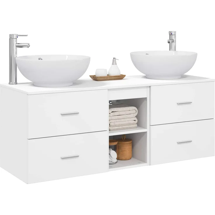 vidaXL Badezimmerschrank-Set 3 stk. Weiß 129 x 44,5 x 80 cm 3405899 – Bild 3