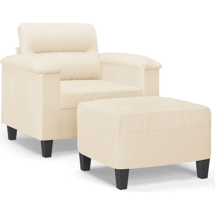 vidaXL Sessel mit Hocker Beige 60 cm Mikrofasergewebe 3201230 – Bild 1