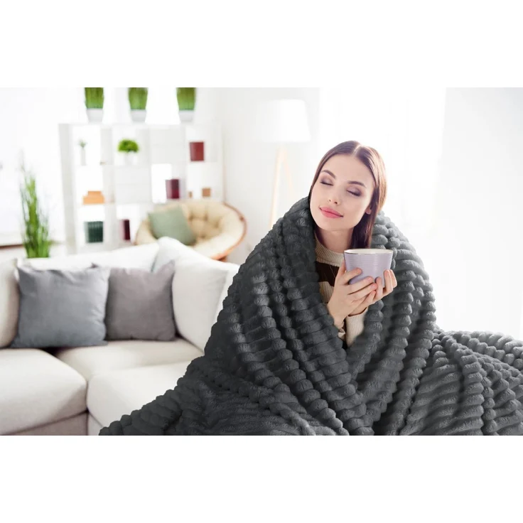 Wohndecke SOFT Design91 Streifen Steppung Gestreifte Decke Gesteppte Sofadecke 170X210 cm stahl – Bild 2