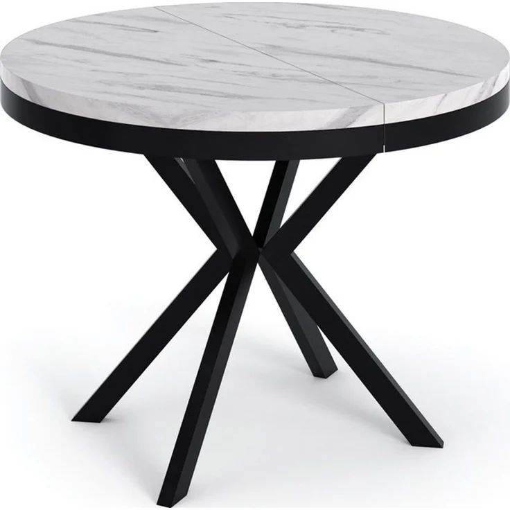 WFL GROUP Esstisch Ross ausziehbar rund industrial mit schwarzen Metallbeinen (MADE IN EU, erhältlich in 3 Größen – 90/100/120 cm ausziehbar auf 170/180/200 cm), platzsparender Tisch in Holzoptik für Küche, Esszimmer oder Wohnzimmer – Bild 4