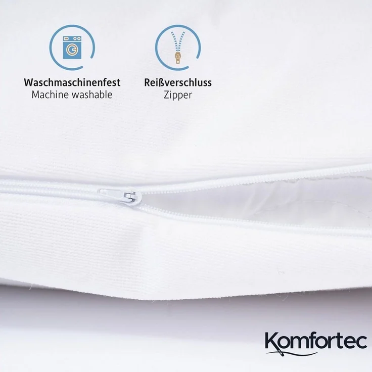 Komfortec Kissenbezüge Wasserdichter Kissenbezug Set, Hypoallergen Kopfkissenbezüge, (4 Stück), 45x45 cm mit Reißverschluss, Atmungsaktiv, Anti-Milben Kissenschoner – Bild 2