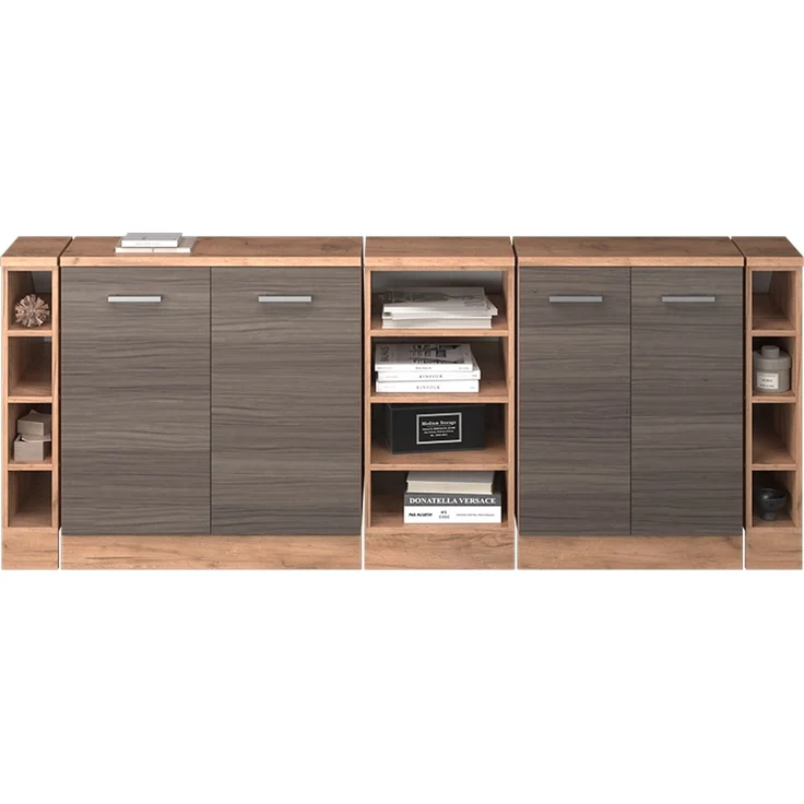 Küchenschrank für Dachschrägen R-Line Edelgrau 210 cm 5er Set Schrankkorpuss 60 cm Tiefe Vicco – Bild 5
