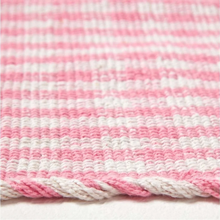 Homescapes Teppich Webteppich rosa-weiß kariert – Baumwollteppich Vichy-Karo, 60x90 cm, Höhe: 20 mm – Bild 3