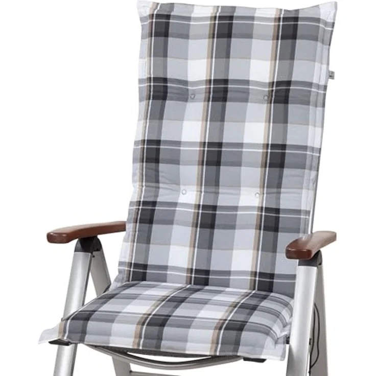KETTtex Hochlehnerauflage Hochlehner Milano 2401 grau-weiß-braun kariert 120x49x6 cm KETTtex, (1 St) – Bild 2