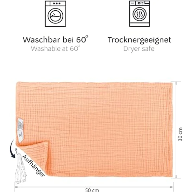 Laynenburg Spucktuch Baby 10er-Set in 30x50cm aus extra weichem Musselin - 100% Baumwolle, Musselin-tücher als Mulltücher, Mullwindeln oder Stoffwindeln – Bild 7