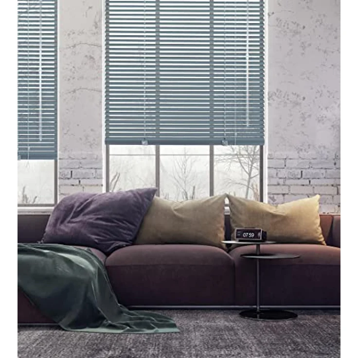 Deco Company Alu-Jalousie ohne Bohren, Zum Klemmen, Inkl. Klemmträgern, Sichtschutz, Lichtschutz, Blendschutz, Aluminium-Jalousie, Silber-Blau, 160x175 cm – Bild 22