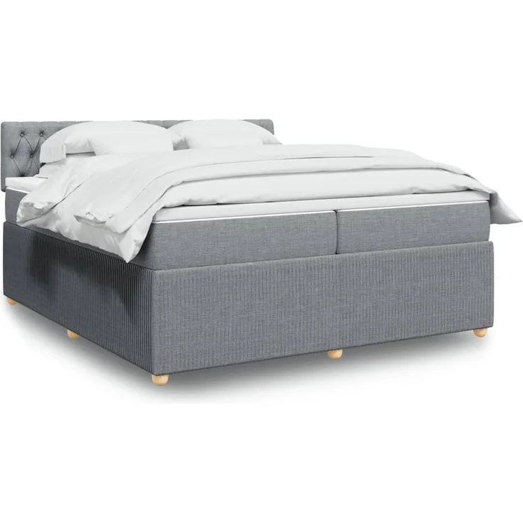 vidaXL Boxspringbett mit Matratze Hellgrau 200x200 cm Stoff 3289870 – Bild 1
