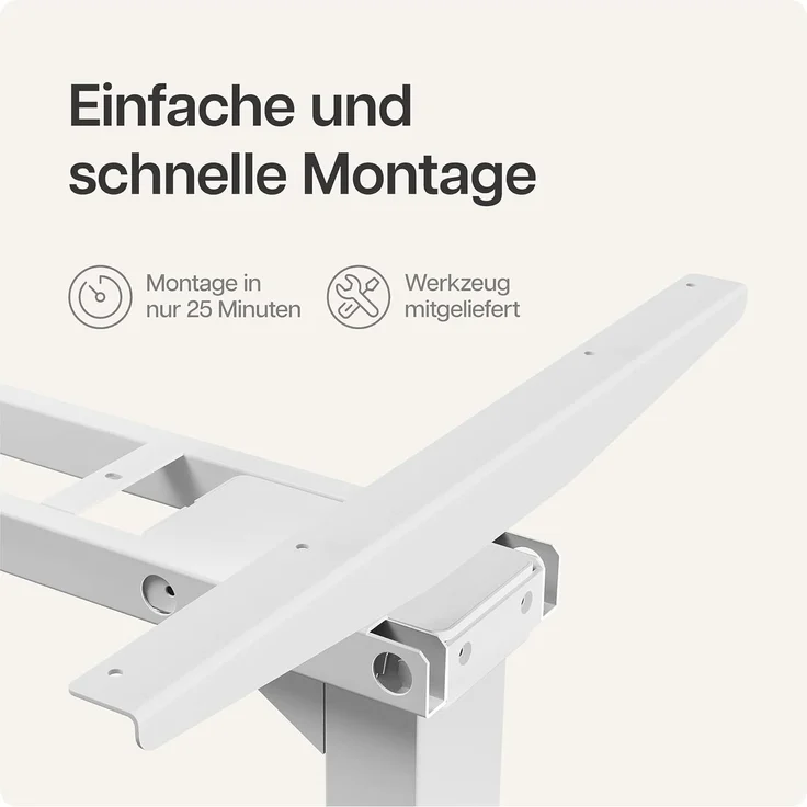 Desktronic Elektrisch Höhenverstellbarer Schreibtischgestell HomePro, Weiß, mit Memory-Funktion, Anti-Kollisions Technologie, USB-A und USB-C-Ladeanschlüssen – Bild 8