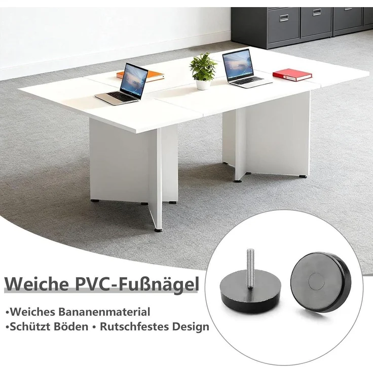 Konferenztisch 400 x 80 x 74 cm (200x2 cm) Black + White Textured – Bild 6
