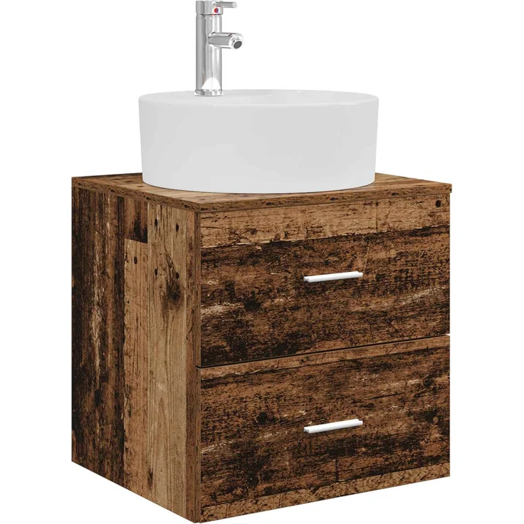 vidaXL Wandmontiertes Badezimmerschrank-Set 3 stk. Altholz 3405873 – Bild 4