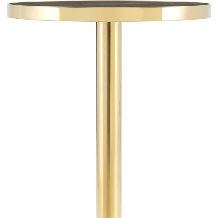 Beistelltisch 59,5cm×59,5cm×73,5cm mit Marmoroptik und Goldrand – runder Tisch aus MDF in Grau-Gold – Bild 3