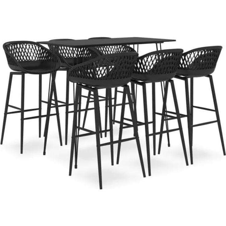 vidaXL 7-tlg. Bar-Set Schwarz [3057389]