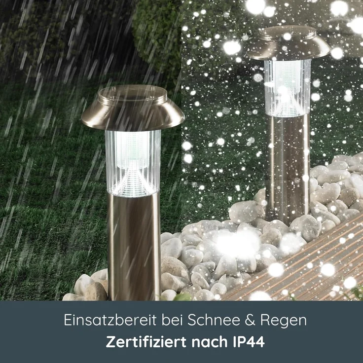 MeLiTec 3er Set Solar LED Gartenleuchten SO06-1 Edelstahl matt gebürstet – Bild 4