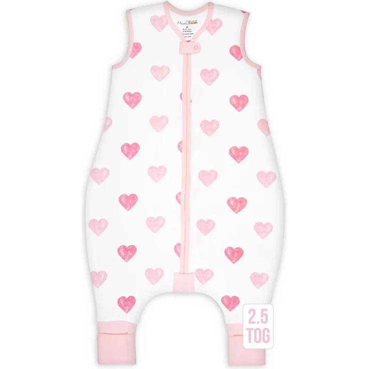 Kleinkinderschlafsack mit Füßen, 2,5 TOG, Bio-Baumwolle, Baby-Schlafsack mit Beinen, tragbare Decken zum Laufen mit 2-Wege-Reißverschluss, für Mädchen und Jungen, frühes Gehen, 3–4 Jahre