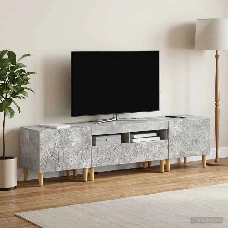 vidaXL 3-teiliges LED TV Regal DELFT Betongrau Holzwerkstoff 3416761 – Bild 3