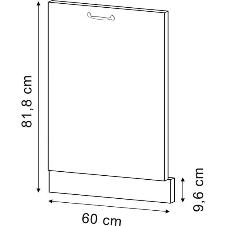 Geschirrspülblende R-Line Schwarz Hochglanz 60 cm ohne Arbeitsplatte Vicco – Bild 2