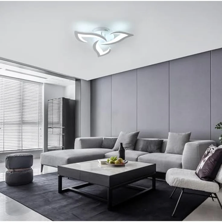 Comely Deckenlampe LED Wohnzimmer, 58cm 36W LED Lampen Deckenleuchte, Moderne Blütenblatt Design Lampen für Wohnzimmer Küche Schlafzimmer Esszimmer, Kaltweißes Licht 6500K, Weiß – Bild 4