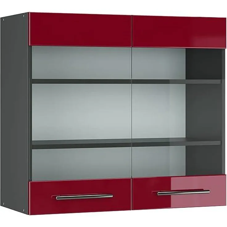 Küchenglasschrank Fame-Line Bordeaux Hochglanz 80 cm Vicco