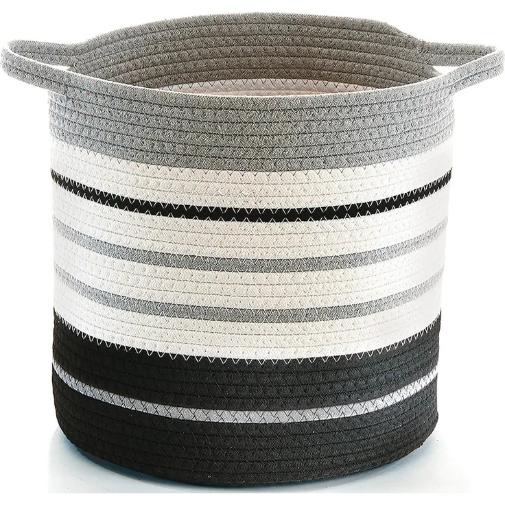 Kobolo Aufbewahrungskorb Baumwollkorb in grau und schwarztönen mit Griffen