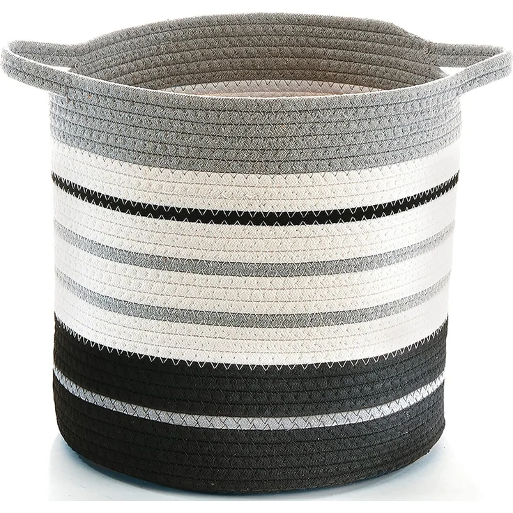 Kobolo Aufbewahrungskorb Baumwollkorb in grau und schwarztönen mit Griffen – Bild 1