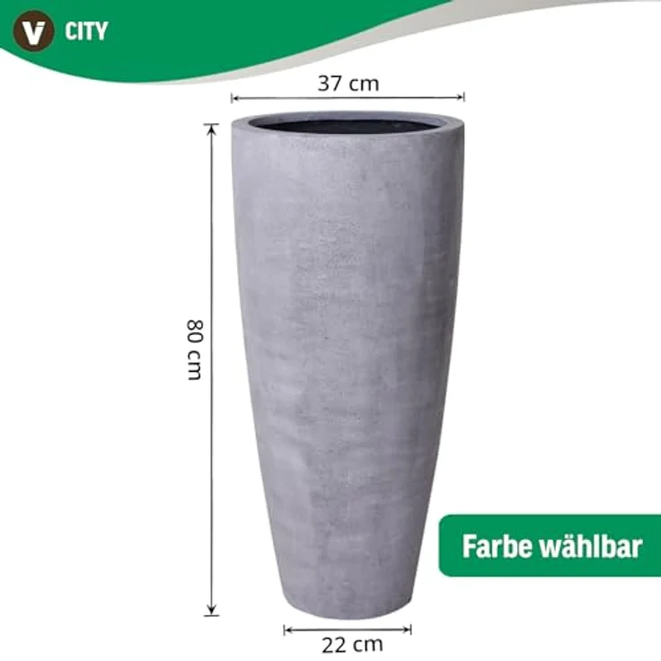VIVANNO Pflanzkübel Fiberglas CITY Rund, Gold Blattoptik Hochglanz 37x80 cm – Bild 8